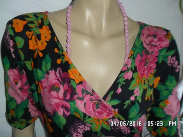 Abito/Dress E. UNGARO ORIGINALE VINTAGE anni '80 100%cotone tg L fantasia fiori 2