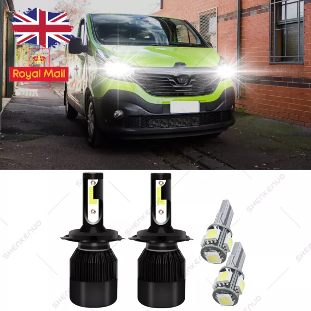 For RENAULT TRAFFIC 2001-ON 4PC 6000K COB High/Low/Side LED Headlight Bulbs Kit