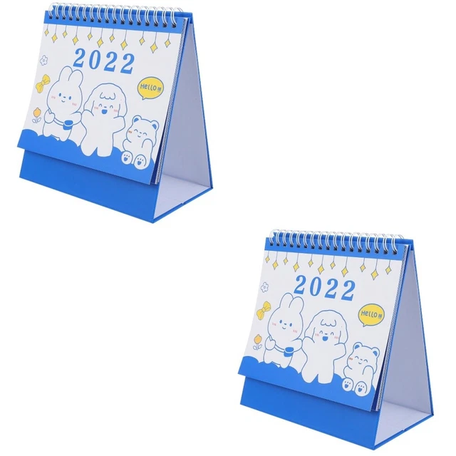 2 Pc Tischkalender Bear-Serie Home-Desktop Desktop-Kalender 2022 Tragbar