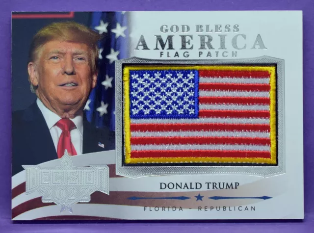 Donald Trump 2022 Decision Update SILVER FOIL GOD BLESS AMERICA FLAG PATCH GBA45