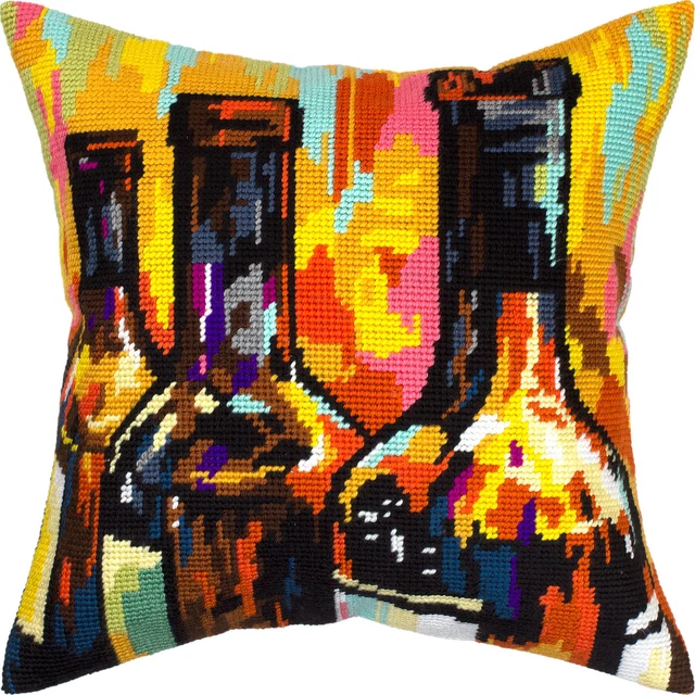STILL LIFE WITH WINE"" funda de almohada a punto de aguja/tapiz kit de bordado