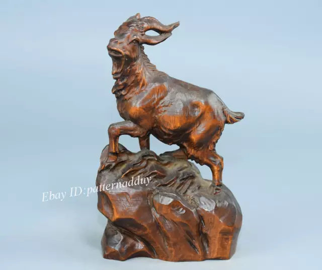 Boutique Antique Zodiac Sheep Statue Huangyang Wood Sheep Decoration