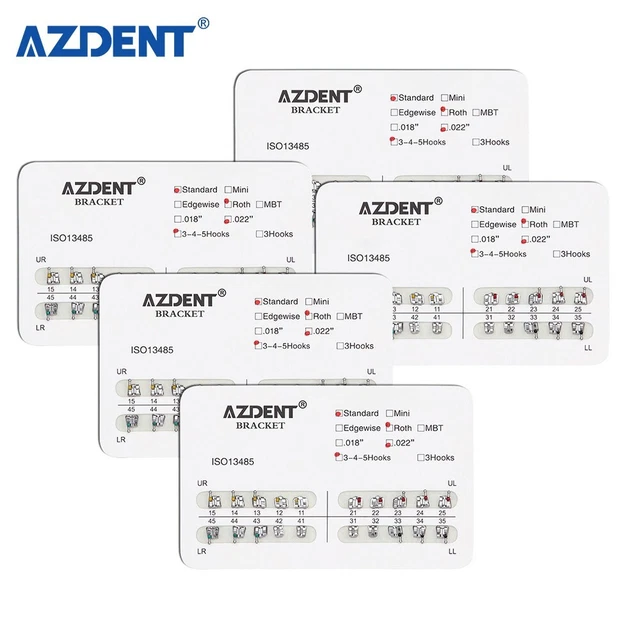 Bracket Azdent Rosso Brackets Ortodontici Standard Roth - 20 Confezioni (20 Pz L'una) Slot .022 Con Ganci 3-4-5 - AZDENT AZDENT .022 Ganci 3-4-5 - Foto 7