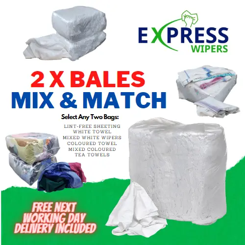 Cleaning Rags / Wipers / Cloths - 2 x Bale Mix & Match - FREE TRACKED DELIVERY