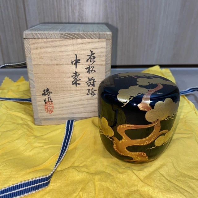 Natsume Tea Caddy Container Canister Makie(Gold Lacquer) U-0269