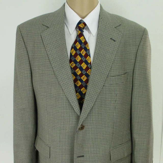 42 S Brooks Brothers Beige Grigio Plaid Lana 2 Btn Giacca da Uomo Sport Cappotto