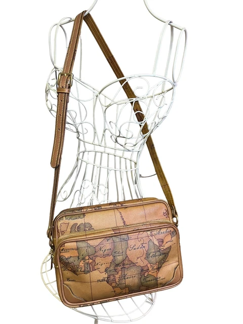 Alviero Martini Classic Coated Canvas Leather Crossbody Bag Africa Alviero Martini Classic Coated Canvas Leather Crossbody Bag Africa