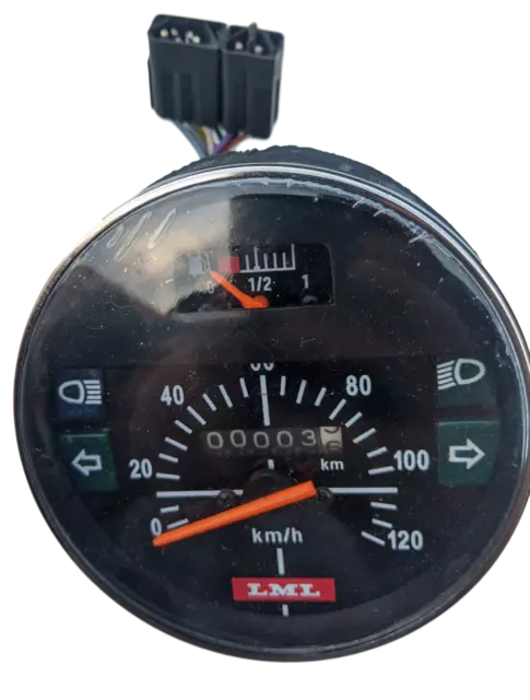 Vespa Px Lml Stella Speedometer 100Mm Dia 0-120Km Black Face Speedo