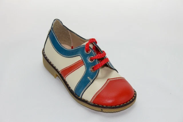 Bambini Basse Tgl 25 Jarka Lupetto Rosso Bianco pelle Blu Vero Vintage 70er