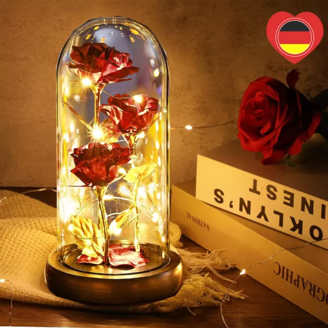 Rot Goldene echte Ewige Rose mit Geschenkbox Valentinstag Weihnachten Geschenk