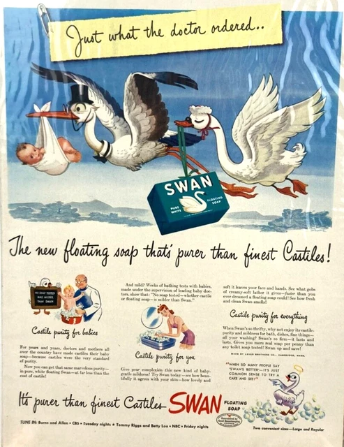 Vintage Swan Soap Just What the Doctor Ordered  1943 Magazine Print Ad I109