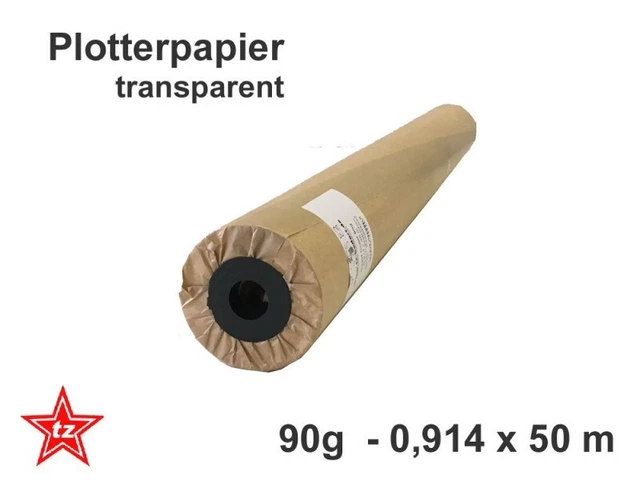 hochtransparentes PLOTTERPAPIER 90g/qm - Rolle 0,914 x 50 m (36") fü