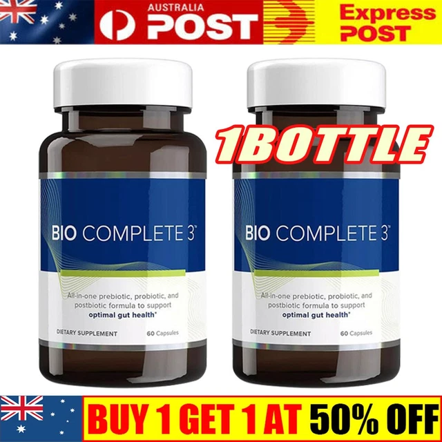 BIO COMPLETE 3 Capsules Prebiotic Probiotic Postbiotic Supplement 60 ...