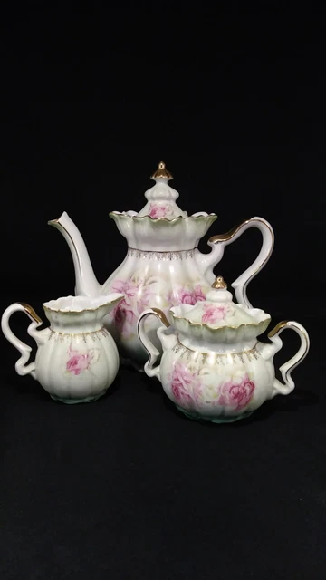 Nippon Hand Painted Teapot Creamer and Sugar Dish Reproduction