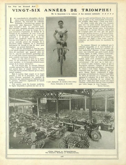 Le Pré-Saint-Gervais (93) Les Usines Automobiles & Cycles Clément / Adp 1906