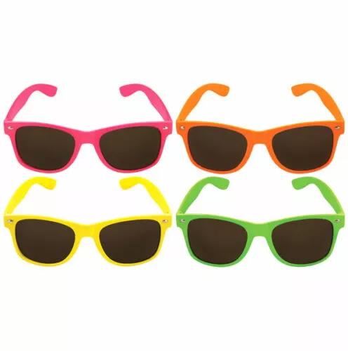 Unisex Novelty Glasses Neon Colours Framed Dark Lens Fancy Dress Raver Sunglass