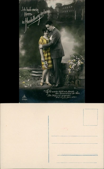 Ansichtskarte Heidelberg Heidelberger Schloss, Hof - Fotokunst Liebespaar 1913