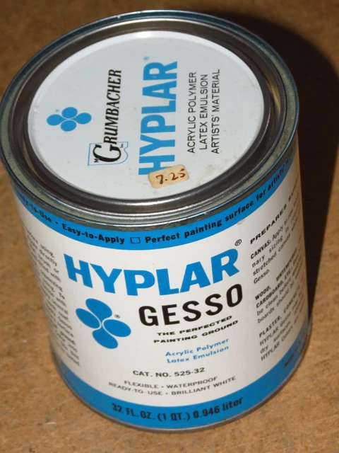 (3) 32 oz. latas (96 oz en total) Grumbacher HYPLAR Gesso #525-32 blanco brillante