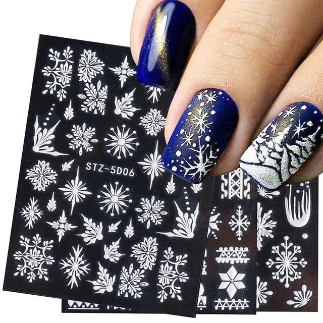 5D Noël flocon de neige Nail Art autocollant décoratif blanc flocon de neige NPA