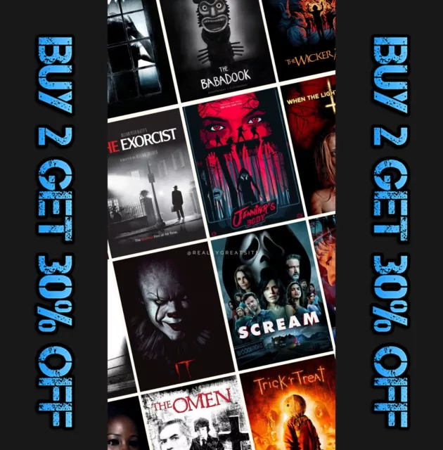 All Time Great Horror Movie Posters Classic Modern Cinema Wall Art Poster A4 A3