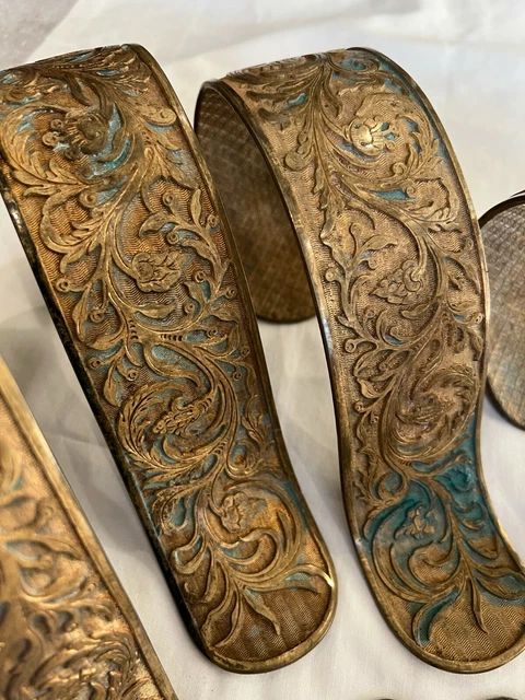 Antique French 4 Piece Curtain Drape Tieback Brackets Gold Gilt Brass Bronze 3