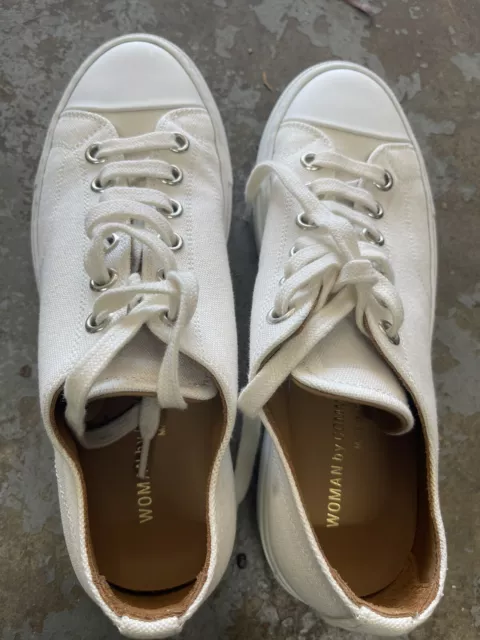 Woman by Common Projects Women's Lace Up Rubber Sole Sneakers White Size 8