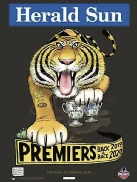 2020 Black Limited Edition Afl Richmond Tigers Premiership Mark Knight Poster