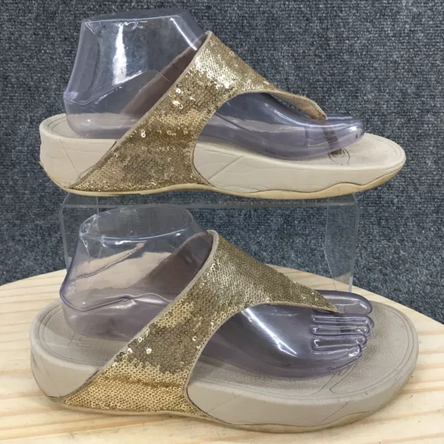 Fitflop Sandals Womens 9 Sequined Sparkle Thong Flip Flop A18-308 Yellow Slip On