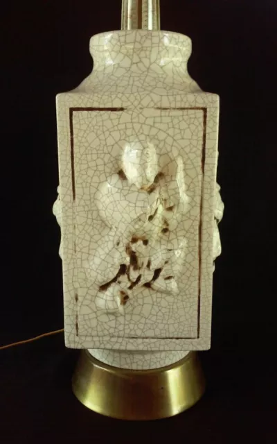 Vintage Chinese 19th century White Cong vase with Immortals Mid Century lamp