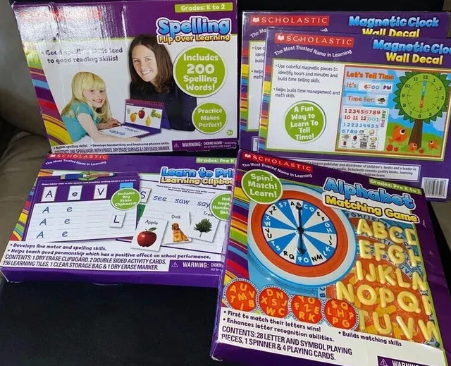 Scholastic Learning Book Handwritting Dry Erase Spelling Time Alphabet Matching