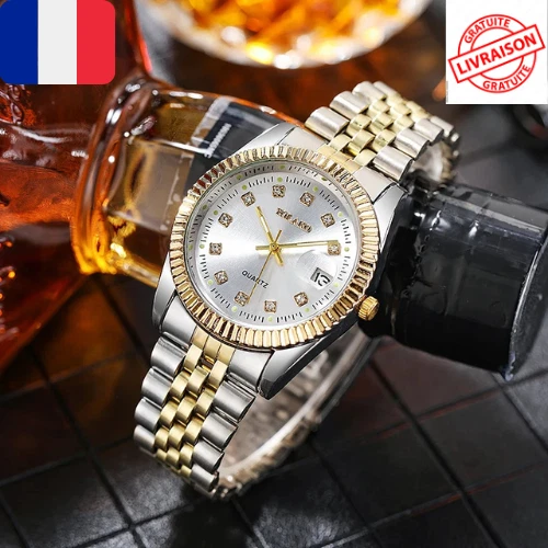 Bracelet De Montre 22 Mm Bicolore Argent/or - Acier Inoxydable Avec Boucle - Neuf Sans étiquette