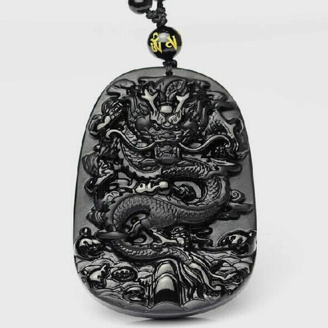 Natural black Obsidian Dragon gemstone pendant beads necklace Healing Wrist