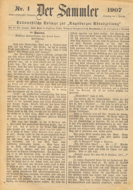 Der Sammler - Beilage zur Augsburger Abendzeitung 1907