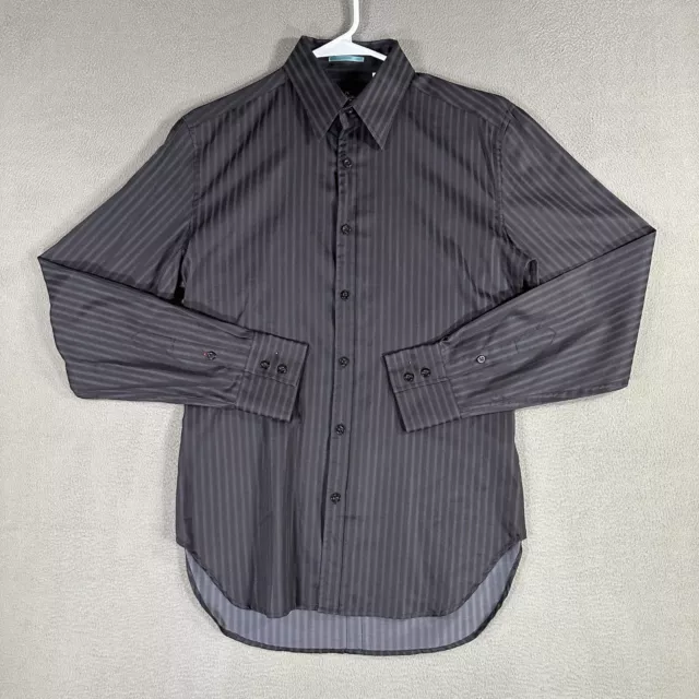 Paul Smith Shirt Mens Small Black Gray Stripe Long Sleeve Button Up Dress Shirt