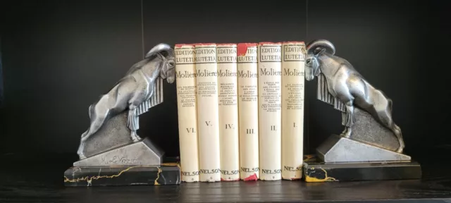 Max Le Verrier Serre-livres Sculpture animalière Mouflons Signé Art Déco
