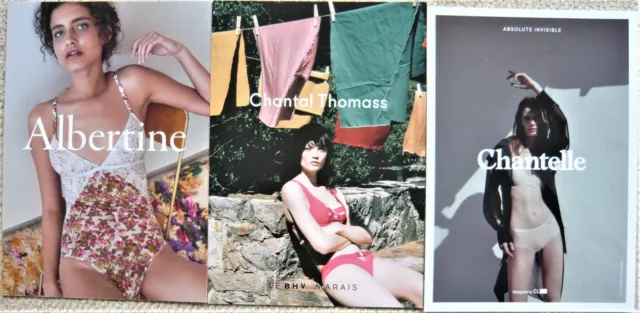 Lot De 3 Cartes Cards Grand Format De Lingerie Chantelle Thomass Etc. Catalogue