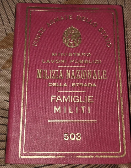 1942 - Forze Armate Dello Stato - Milizia Nazionale - Libretto Stato Di Famiglia