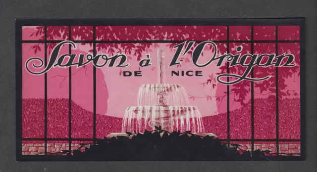 Ancienne grande étiquette de Savon  à l'Origan de Nice