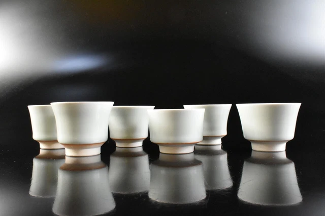 M1415: Japanese Kiyomizu-ware Celadon Poetry TEA CUP Senchawan Bundle sale