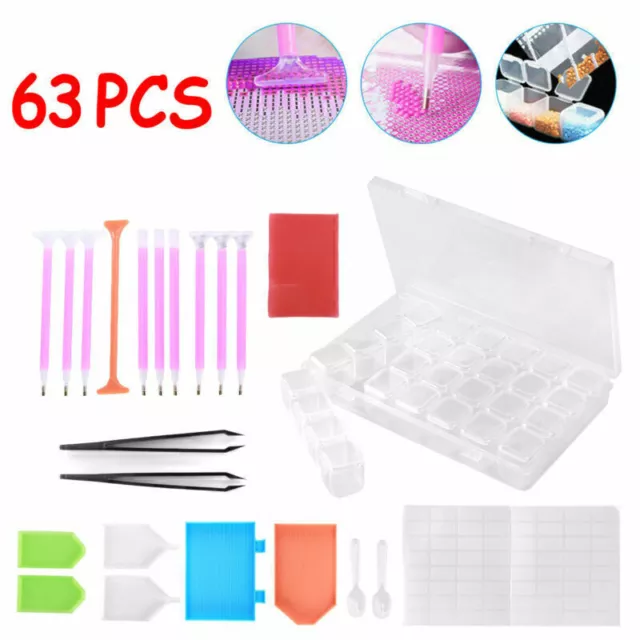 63pcs Werkzeug Zubehör Box Für DIY 5D Diamant Diamond Painting Stickerei Malerei