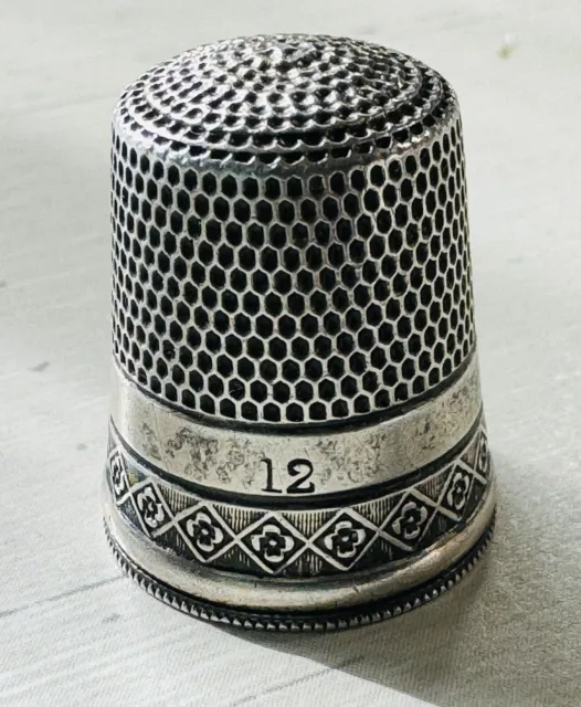 No Holes Vintage Antique Sewing Thimble STERLING SILVER Simon Brothers Size 12