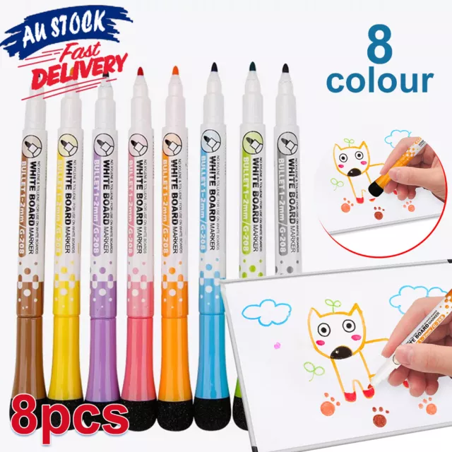 8 Color Markers Magnetic Pen Non-toxic Whiteboard Erasable Mark Painting