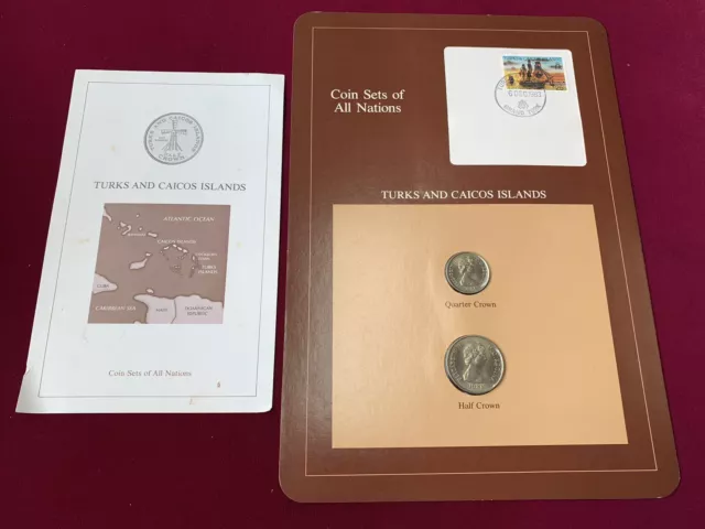 Coin Sets of All Nations, 1981 Turks & Caicos 2pc Coin Set - w/ Cancelled Stamp