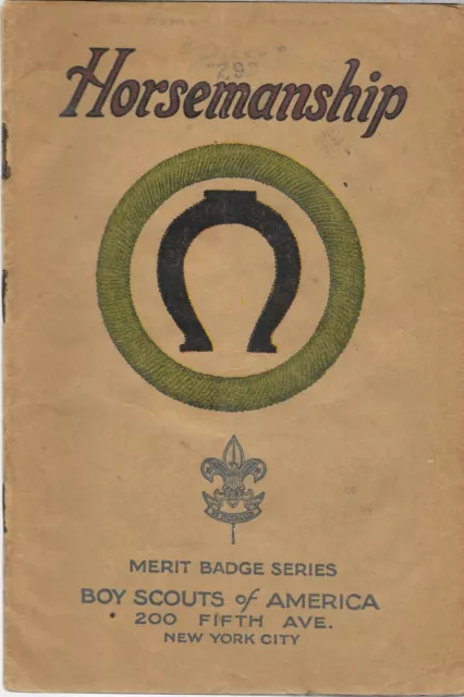 1925 Horsemanship Tan Merit Badge Pamphlet Boy Scouts of America BSA Book