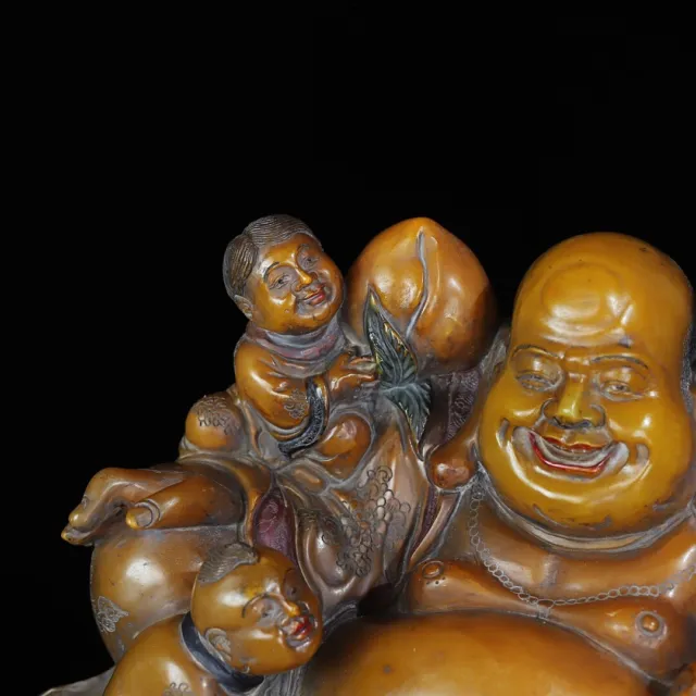 Chinese Exquisite Handmade Children and Buddha Carving Shoushan Stone Statue 2