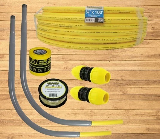 Underground Pipe, Coupler, Meter Riser, Gas Line Detection 3/4" IPS Install Kit