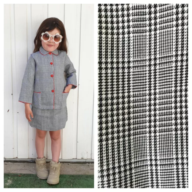 Vtg 1960S Deadstock Set Prince Of Wales Check Suit Jacket Skirt Approx 3-4 Years