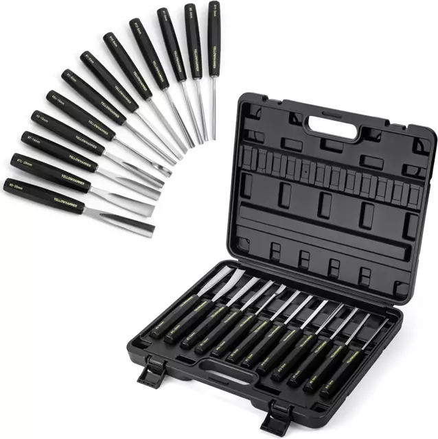 Full Size Wood Carving Tools 12 Piece Set - Gouges and Chisels for Beginners, Ho