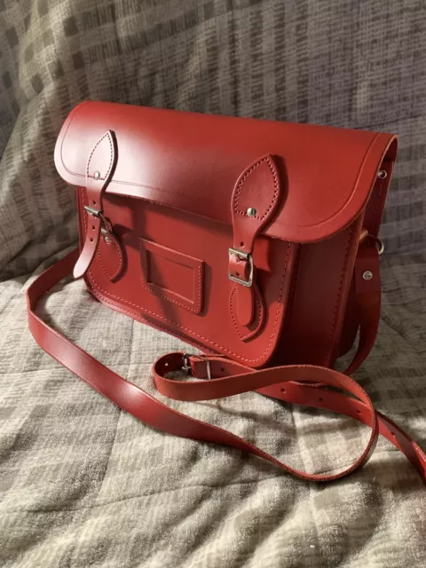 The Cambridge Satchel Company: 14 Inch Red Branded Nickel Leather