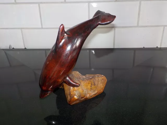 Carved Wooden Leaping Dolphin 18cm High x 15cm Length (BSK1)